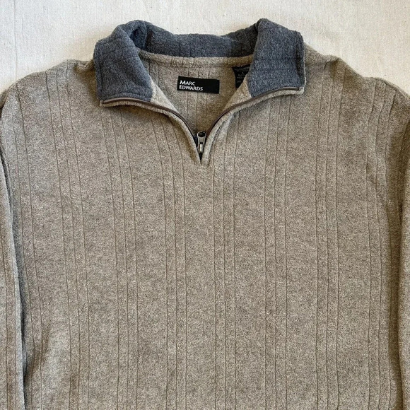 NWT Marc Edwards 1/4 Zip Brown Sweater Size Large - Picture 3 of 8